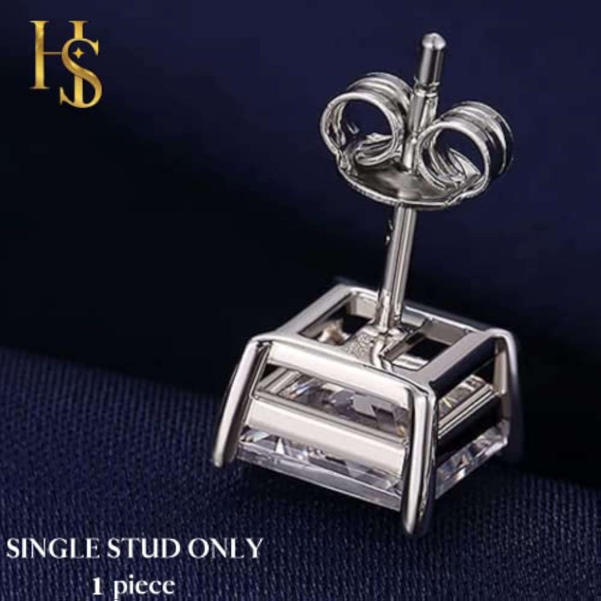 925 Square Solitaire Stud Earring with Sparkling Zirconia